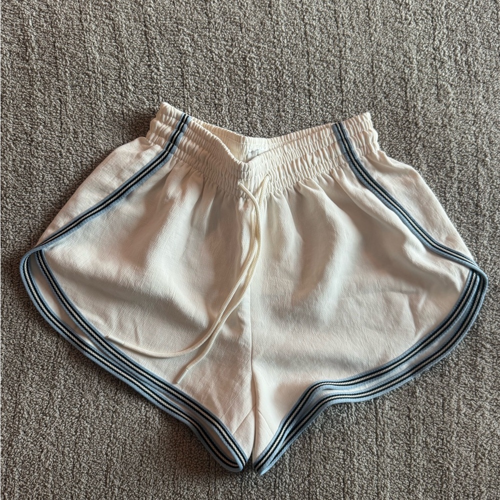 Aritzia high waist track shorts cream with stripes